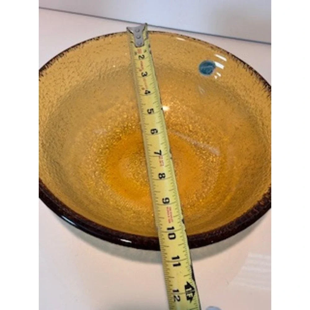 Vintage Imperial Co. Amber‎ Glass Serving Bowl Textured Weighted Serveware